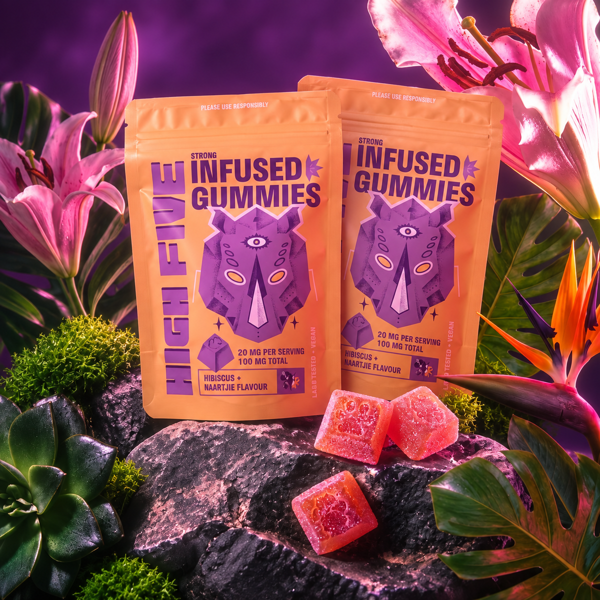 Infused Gummies: Hibiscus and Naartjie Flavour 2-Pack + Free delivery